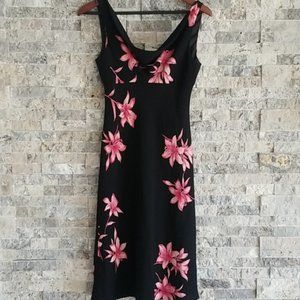Jones New York Draped Neck Floral Midi Dress